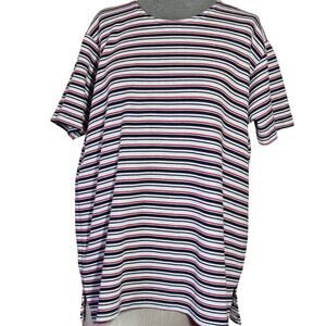 Striped Cotton Blend Tee Size Large